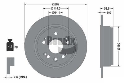 BDS1859 BENDIX Braking Тормозной диск