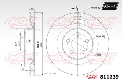 811239 MAXTECH Тормозной диск