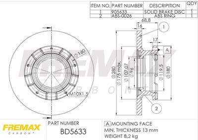 BD5633KT FREMAX Тормозной диск