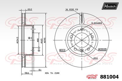 881004 MAXTECH Тормозной диск