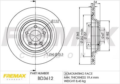 BD3612 FREMAX Тормозной диск