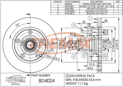 BD4024KT FREMAX Тормозной диск