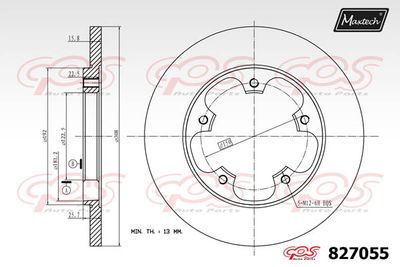 827055 MAXTECH Тормозной диск