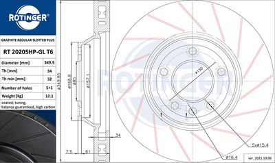 RT20205HPGLT6 ROTINGER Тормозной диск