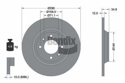 BDS1495 BENDIX Braking Тормозной диск