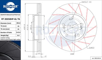 RT20350HPGLT6 ROTINGER Тормозной диск