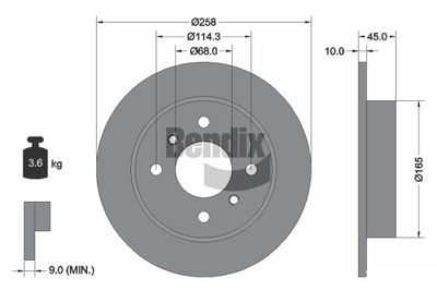 BDS1444 BENDIX Braking Тормозной диск