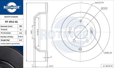 RT1911GL ROTINGER Тормозной диск