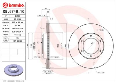 09674610 BREMBO Тормозной диск