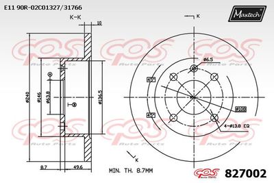 827002 MAXTECH Тормозной диск