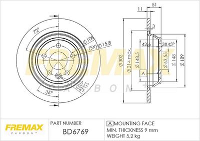 BD6769 FREMAX Тормозной диск