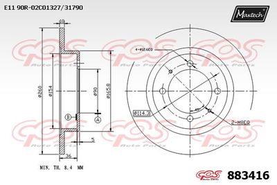 883416 MAXTECH Тормозной диск