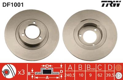 DF1001 TRW Тормозной диск