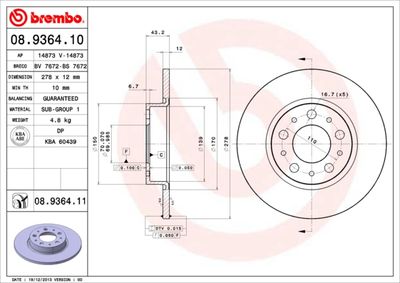 08936410 BREMBO Тормозной диск