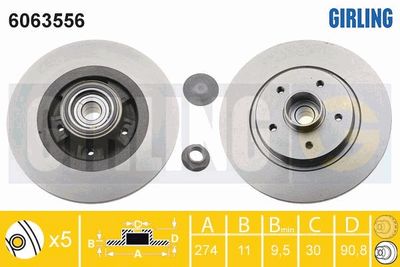 6063556 GIRLING Тормозной диск