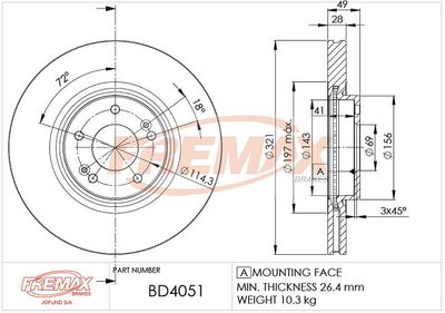 BD4051 FREMAX Тормозной диск