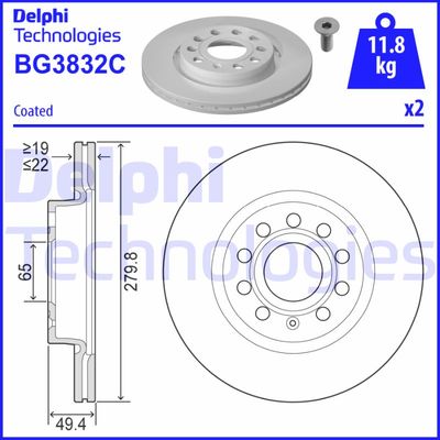 BG3832C DELPHI Тормозной диск