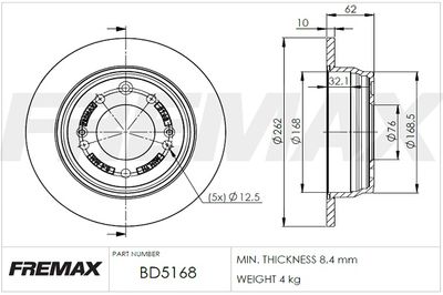 BD5168 FREMAX Тормозной диск