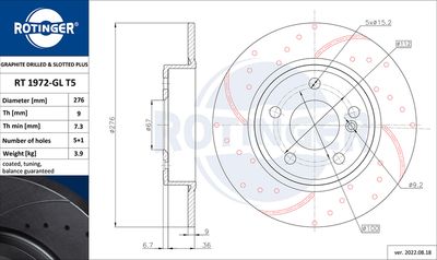 RT1972GLT5 ROTINGER Тормозной диск