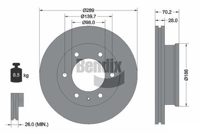 BDS1763 BENDIX Braking Тормозной диск