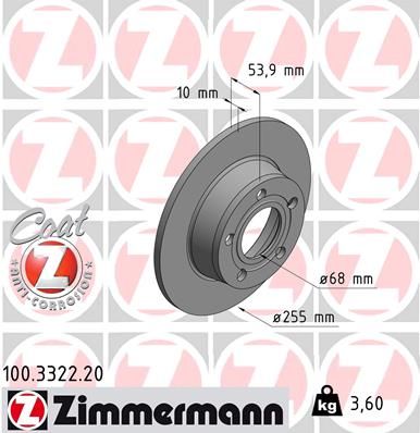 100332220 ZIMMERMANN Тормозной диск