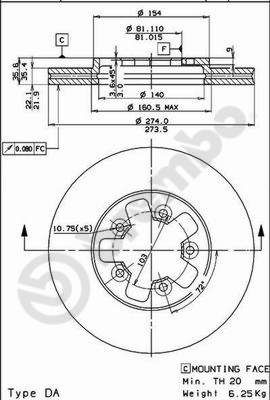 09527110 BREMBO Тормозной диск