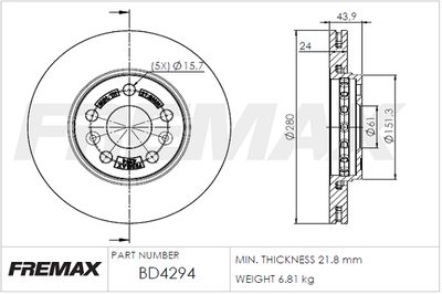 BD4294 FREMAX Тормозной диск