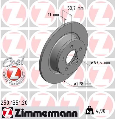 250135120 ZIMMERMANN Тормозной диск