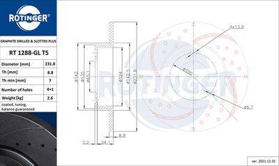 RT1288GLT5 ROTINGER Тормозной диск