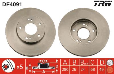 DF4091 TRW Тормозной диск