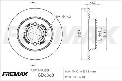 BD6068 FREMAX Тормозной диск