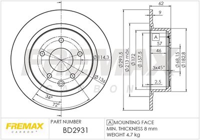 BD2931 FREMAX Тормозной диск