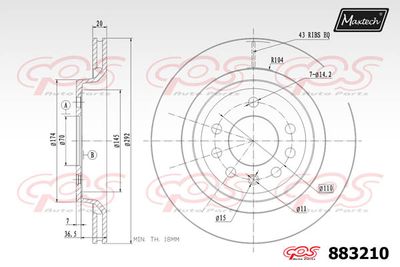 883210 MAXTECH Тормозной диск