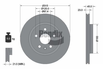 BDS2165 BENDIX Braking Тормозной диск