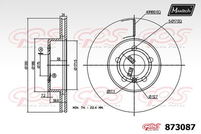 873087 MAXTECH Тормозной диск