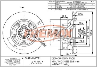 BD5357KT FREMAX Тормозной диск