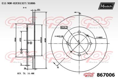 867006 MAXTECH Тормозной диск