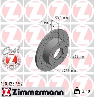 100123752 ZIMMERMANN Тормозной диск