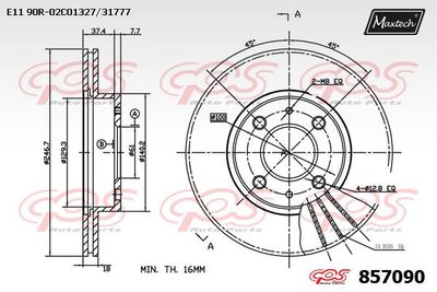 857090 MAXTECH Тормозной диск