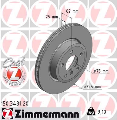 150343120 ZIMMERMANN Тормозной диск