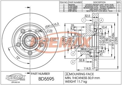 BD5595KT FREMAX Тормозной диск