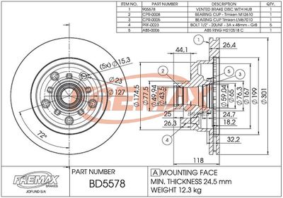 BD5578KT FREMAX Тормозной диск