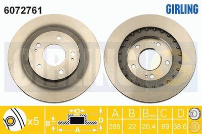 6072761 GIRLING Тормозной диск