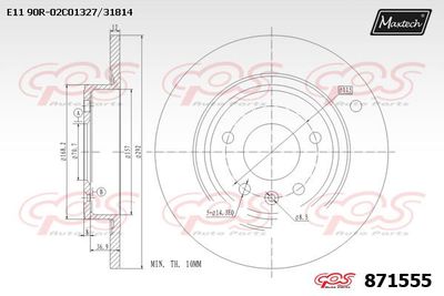 871555 MAXTECH Тормозной диск