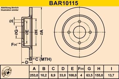 BAR10115 BARUM Тормозной диск