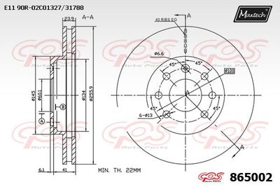 865002 MAXTECH Тормозной диск