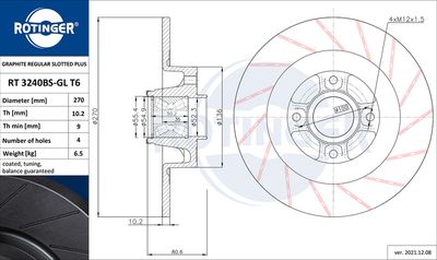 RT3240BSGLT6 ROTINGER Тормозной диск