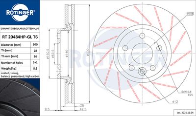 RT20484HPGLT6 ROTINGER Тормозной диск