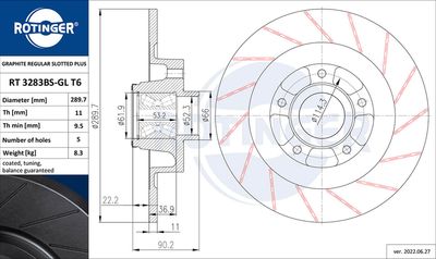 RT3283BSGLT6 ROTINGER Тормозной диск