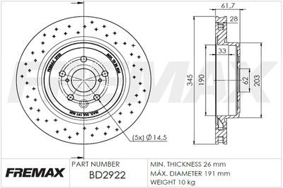 BD2922 FREMAX Тормозной диск